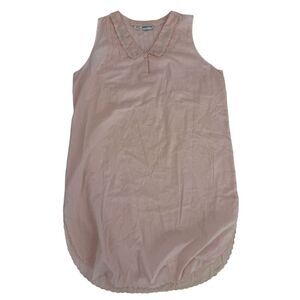 VTG Henri Pierre Pink Sleeveless Nightgown Dress Sleep Embroidered Poly Cotton L